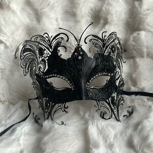 Black Metal Butterfly Venetian Masquerade Mask
